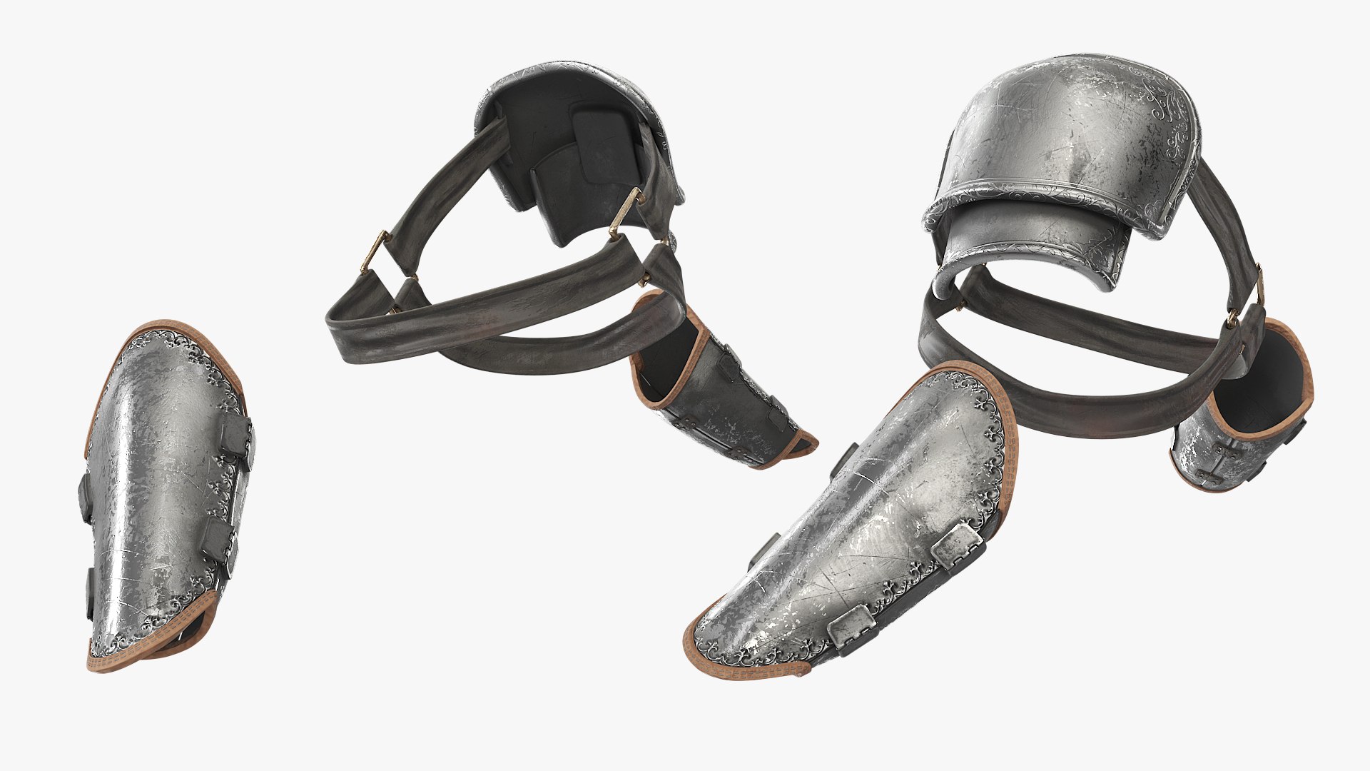 Fantasy Shoulder and Bracers Armor Set Metal 3D model preview