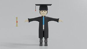 3D graduation guy cartoon model