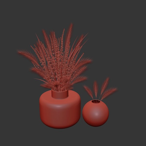 3D dry flowers glass vase - TurboSquid 1573295