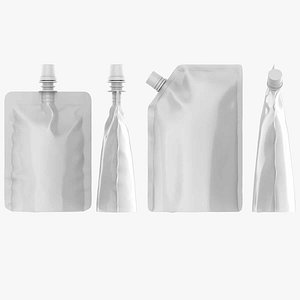 3D Blender File3D model Blank Pouch Bag With Corner and Top Spout Lid Mock Up model