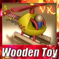 Wooden Toys - Helicopter + High resolution textures.