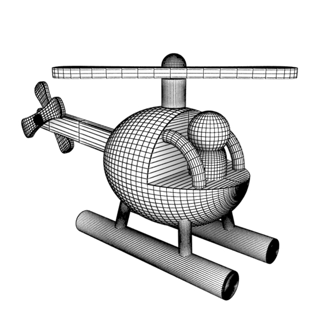 wooden toy - helicopter 3d obj