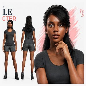 Beautiful African American Girl 3D Character 3D model