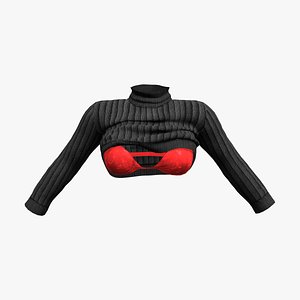 Rolled Up Sweater With and Without Bra 3D model