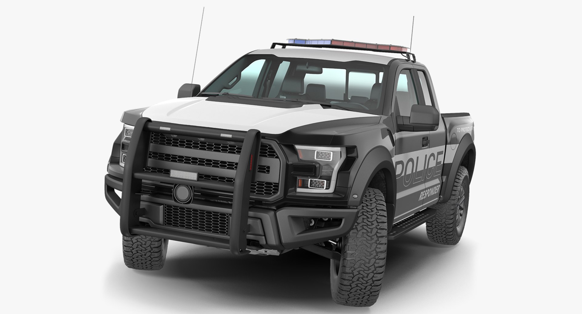Police Pickup Truck Rigged 3D Model 3D model preview