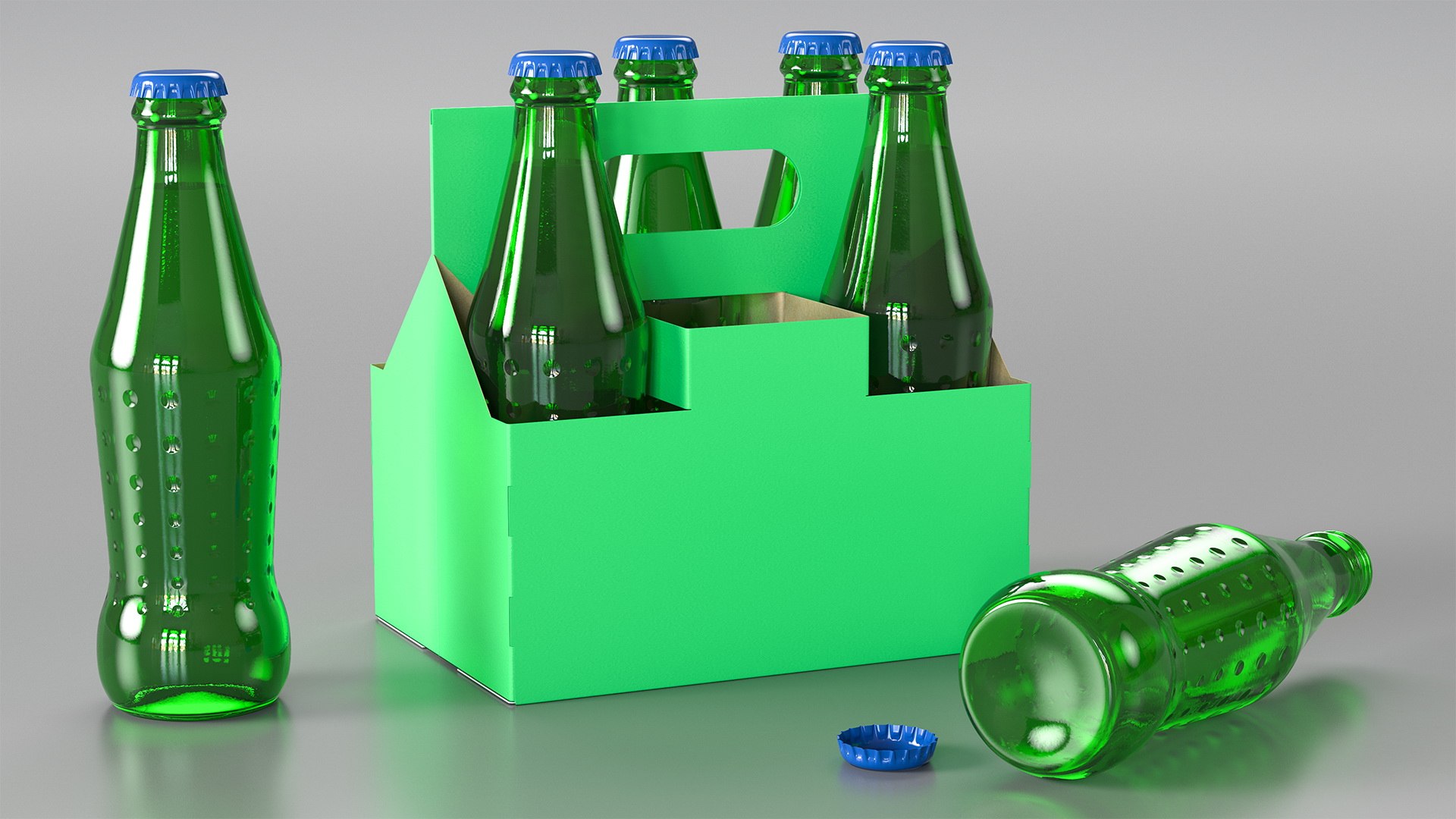 Green Soda Bottle Package 3D model preview
