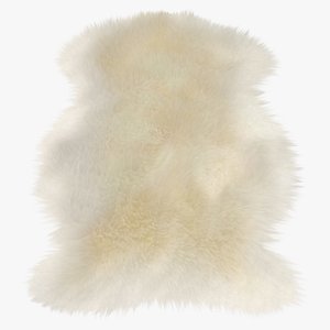 3D Natural Sheepskin Rug Cream Fur model