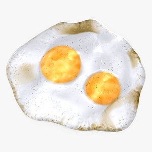3D Crispy Double Fried Egg model