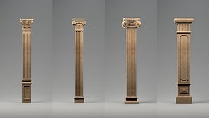 Game Ready 16 Ancient Greek Columns Set - PBR-8K