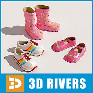 kids shoes set 3d model