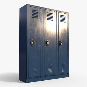 3D PBR School Gym Locker 01 - Blue Dark