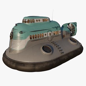 3D Dieselpunk Hovercraft with complete interior and PBR Materials