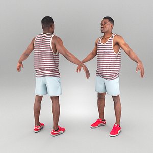 African man in casual ready for animation 367 3D model