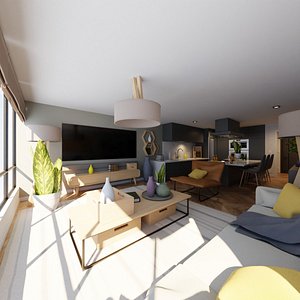 3D Luxury one bedroom apartment model