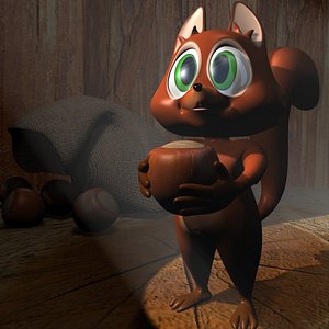 Cartoon Squirrel Character RIGGED