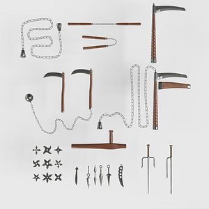 3D Collection of Ninja Weapons model
