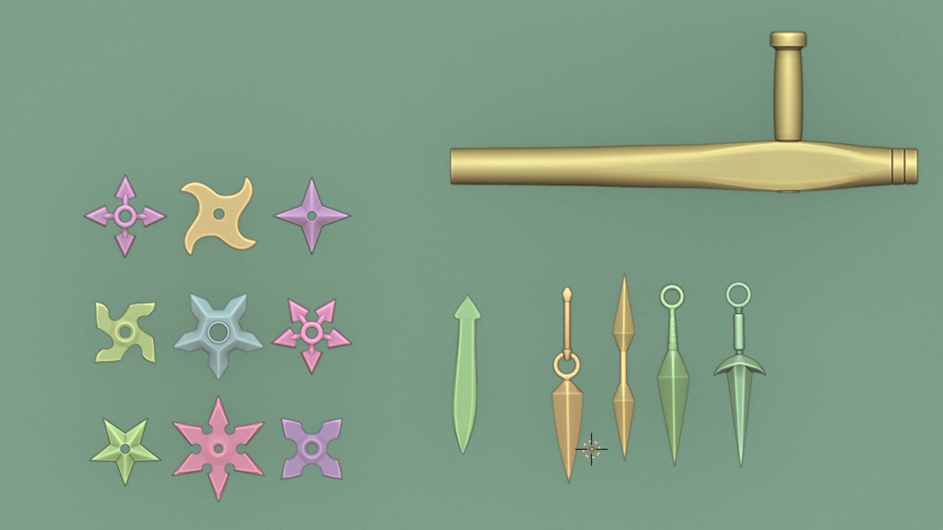 3D Collection Of Ninja Weapons Model - TurboSquid 2415774