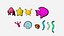 3D model 10 cartoon marine 3D icons with 3D Editable Outlines