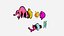 3D model 10 cartoon marine 3D icons with 3D Editable Outlines