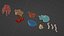 3D model 10 cartoon marine 3D icons with 3D Editable Outlines