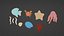 3D model 10 cartoon marine 3D icons with 3D Editable Outlines