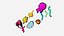 3D model 10 cartoon marine 3D icons with 3D Editable Outlines