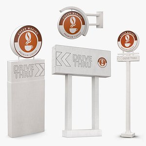 Coffee Shop Signs Collection 2 3D model
