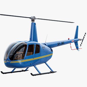 Helicopter Robinson R44 Blue PBR 3D