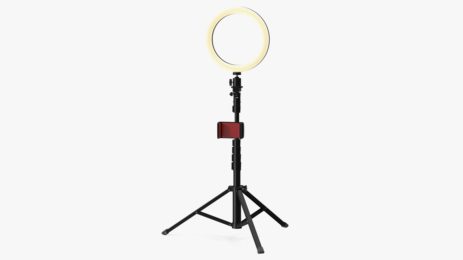 Tripod Stand with Ring Light and Phone Holder 3D model preview