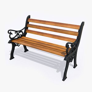 3D Classic Park Bench