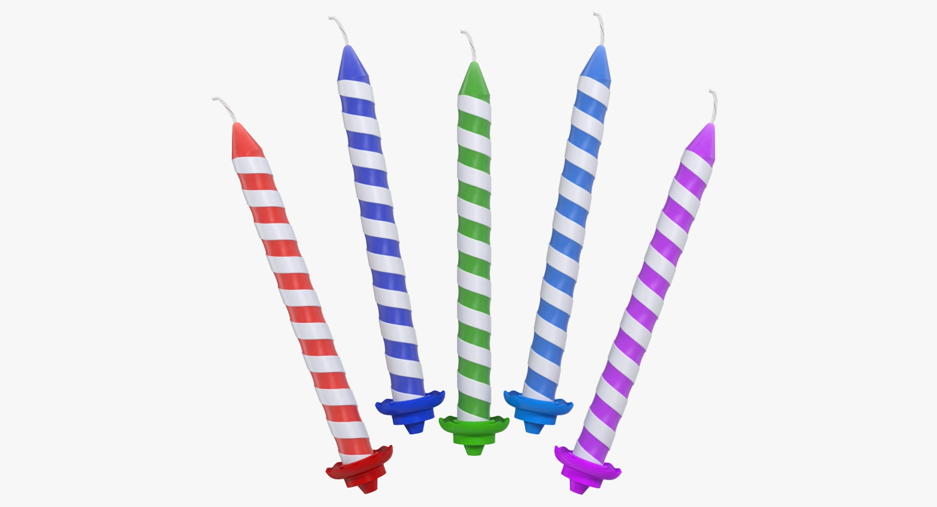 Birthday Candles 3D Models Set 3D model preview
