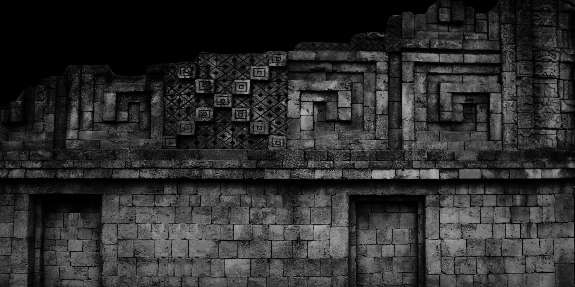 3d Historical Aztec Stone Wall