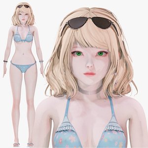 Bikini 0007 - UE5 - Unity - Blender - Animated - Realistic Female Character