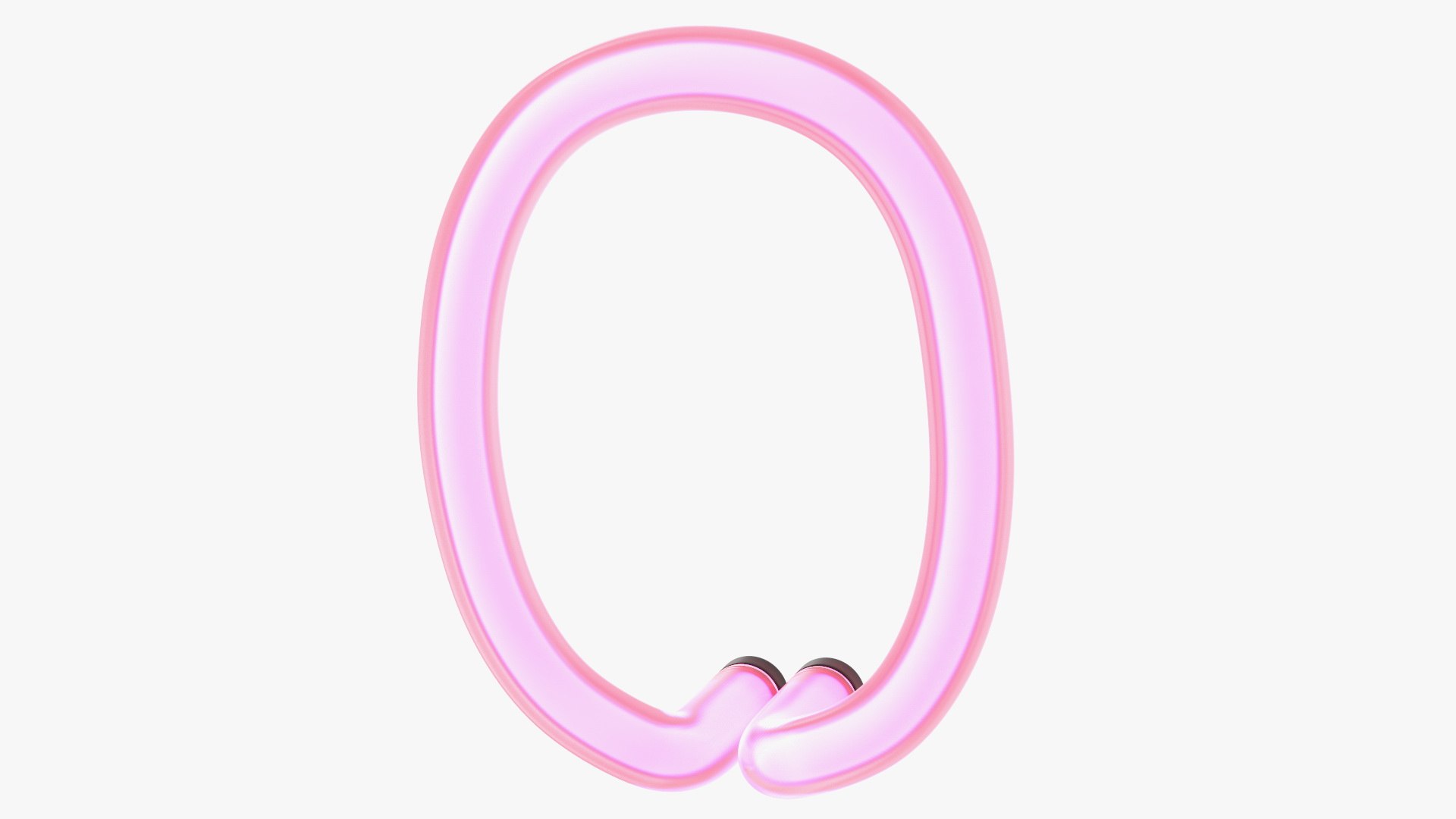 Glowing Neon Tube Light Digit 0 3D model preview