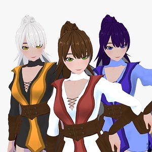 Miriam Anime Mage Girl Game Ready 3D model