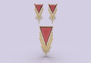 Gold Triangle Pendant - 0108 3D