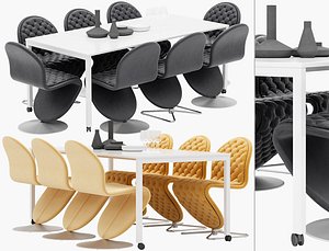 panton table chairs - 3D