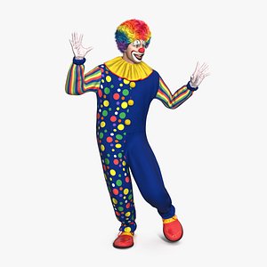 Funny Clown Costume Dancing Pose Fur