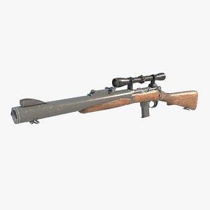 3D Old style sniper rifle carbine model