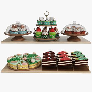 Christmas cupcakes and mini desserts 3D