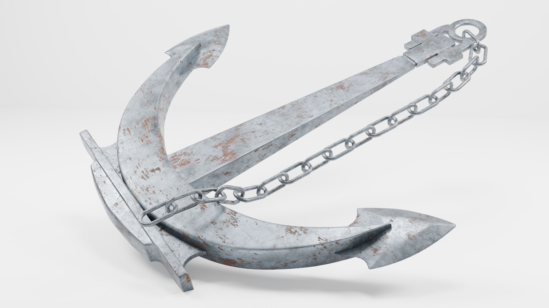 3D Model RUSTY ANCHOR WITH CHAIN - TurboSquid 2249064