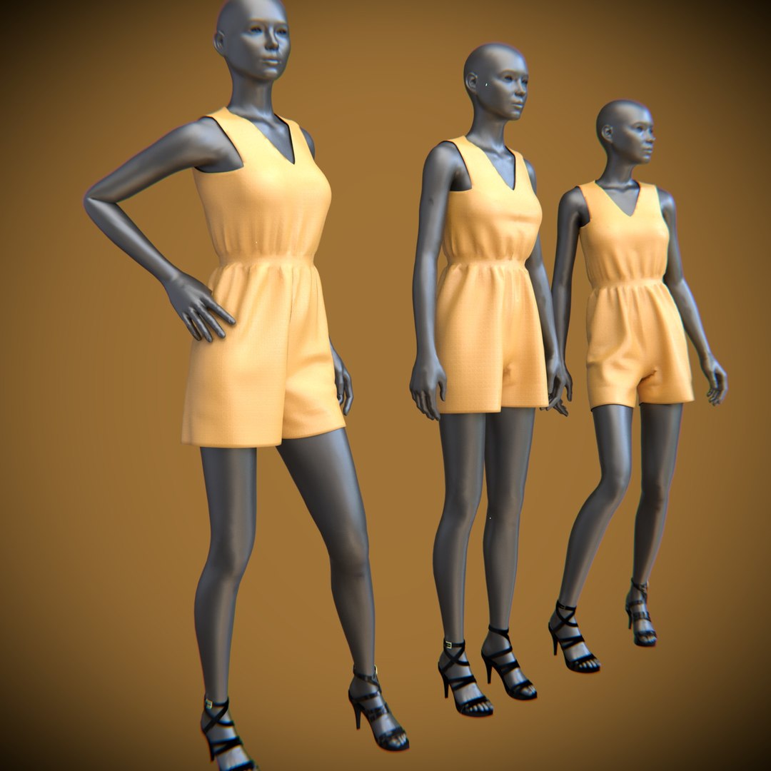 Posed female mannequins jumpsuit 3D - TurboSquid 1394215