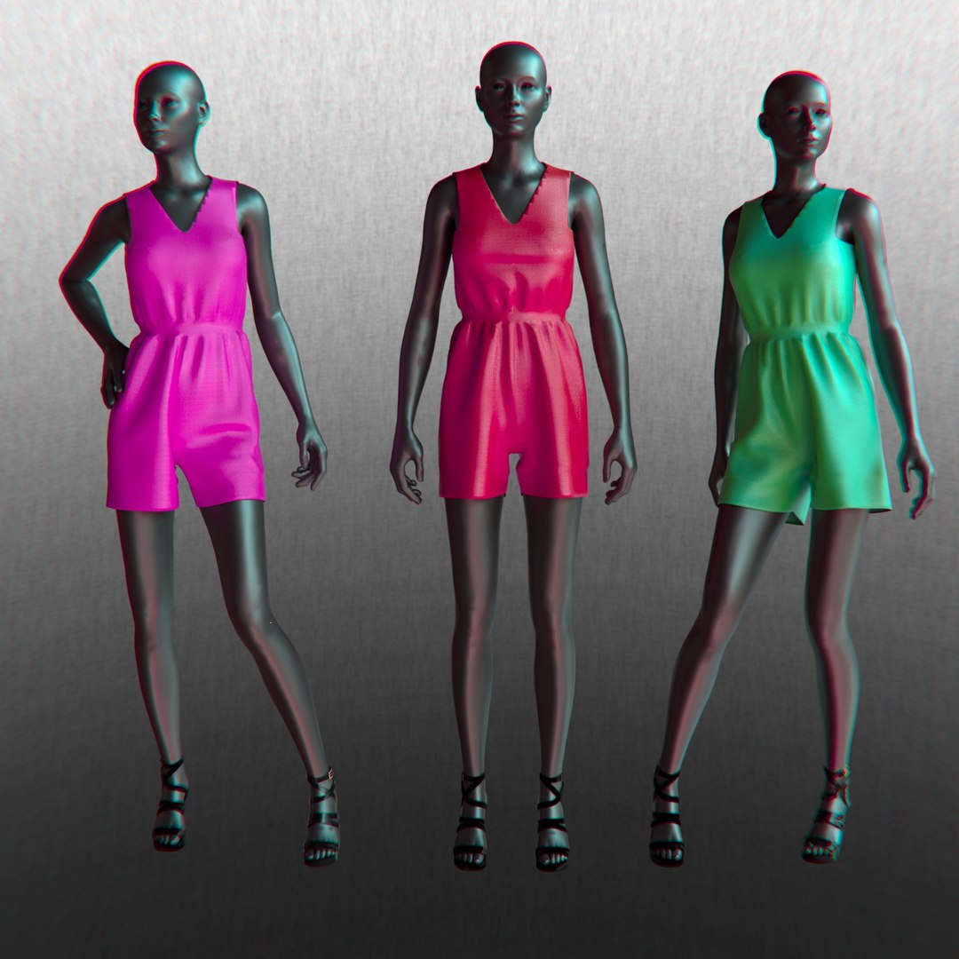 Posed female mannequins jumpsuit 3D - TurboSquid 1394215