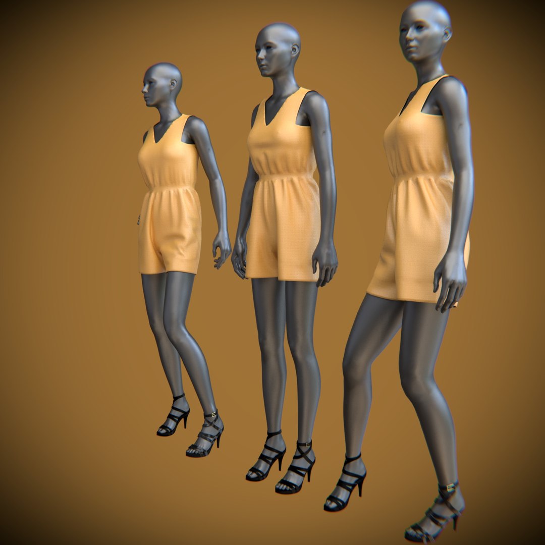 Posed female mannequins jumpsuit 3D - TurboSquid 1394215