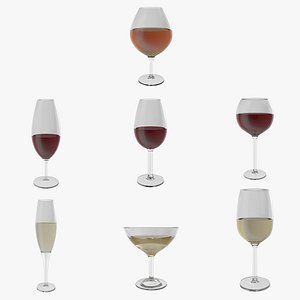 3D seven wine glasses champagne flute model