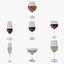 3D seven wine glasses champagne flute model