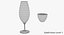3D seven wine glasses champagne flute model