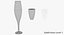 3D seven wine glasses champagne flute model