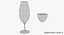 3D seven wine glasses champagne flute model