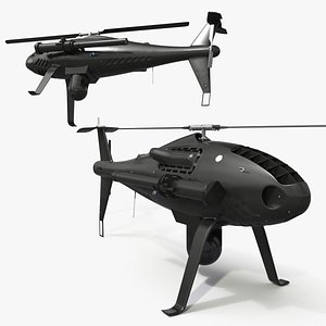 Covert Surveillance Helicopter Drone Black Rigged for Cinema 4D